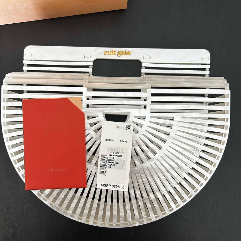 Cult Gaia Pearl White Bamboo Ark Bag
